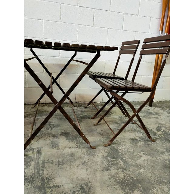 Brown Vintage French Dining Table and Chairs, 1970, Set of 5 For Sale - Image 8 of 9