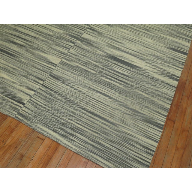 Gray Gray Modernist Retro Deco Kilim For Sale - Image 8 of 18