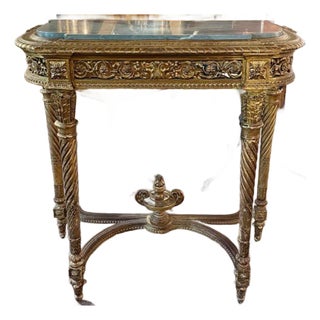 19th Century Louis XVI Carved and Giltwood Console With Marble Top For Sale