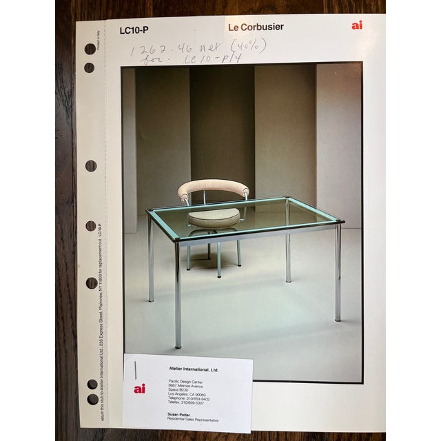1987 Cassina Lc10-P Rectangular Coffee Table by Le Corbusier, Jeanneret & Perriand — Engraved Frame For Sale In Denver - Image 6 of 9