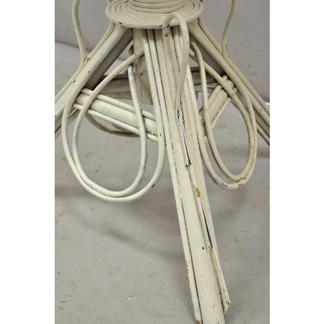 Wood Antique Victorian Arts & Crafts Bentwood Wicker Rattan White Accent Side Table For Sale - Image 7 of 11