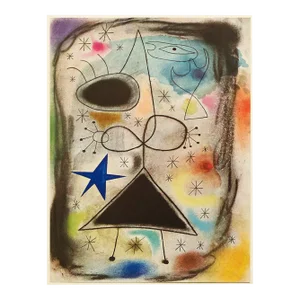 1940s After Joan Miró, "Woman in the Night" First Edition Swiss Offset Lithograph