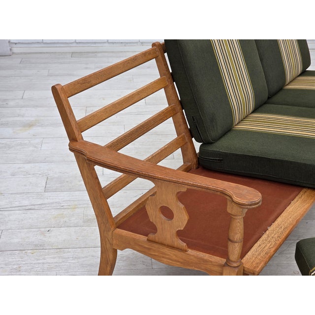Vintage Danish Three-Seater Sofa in Green Furniture Wool, 1970s For Sale - Image 15 of 18