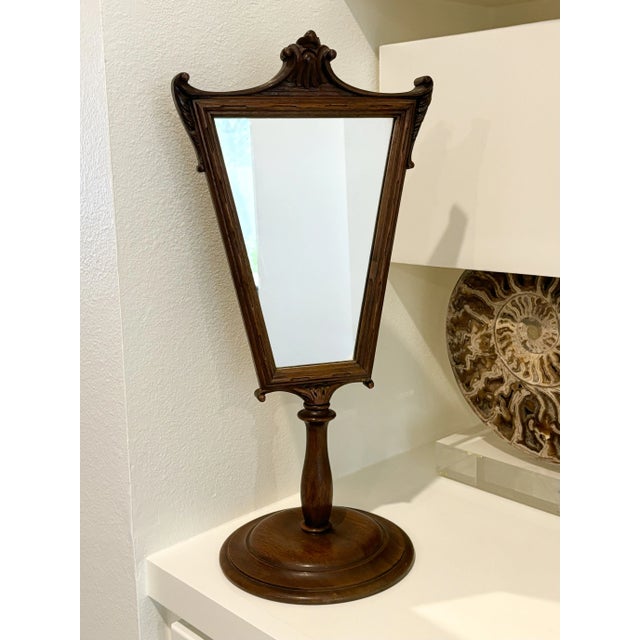 English Treenware Table Mirror / Vanity Mirror on Stand For Sale - Image 11 of 12