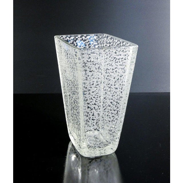 Etched glass vase, conterie & cristallerie murano design. Origin murano period 1960s brand conterie & cristallerie murano...