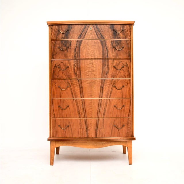 Mid-Century Modern Vintage Danish Walnut and Brass Chest of Drawers, 1960s For Sale - Image 3 of 13