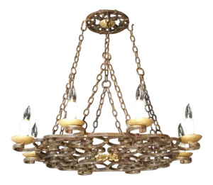 Early 20th Century Round Cast Iron Antique Chandelier