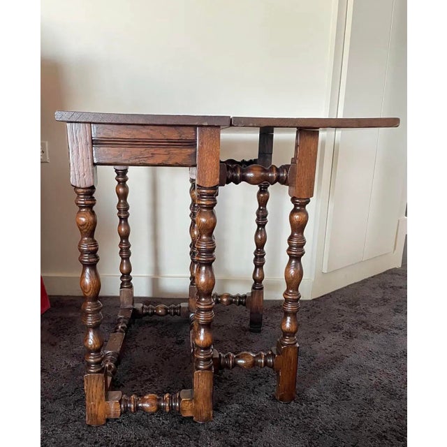 1980s English Oak Flip Top Gateleg End Table For Sale In Salt Lake City - Image 6 of 10