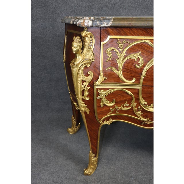 Wood Palatial 19th C. Louis XV Bronze Mounted Figural Marble Top Commode by Rosel For Sale - Image 7 of 15