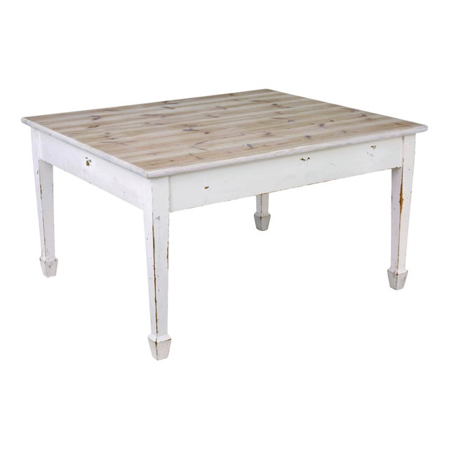 Large Swedish Painted Pine Kitchen Table, 19th Century For Sale