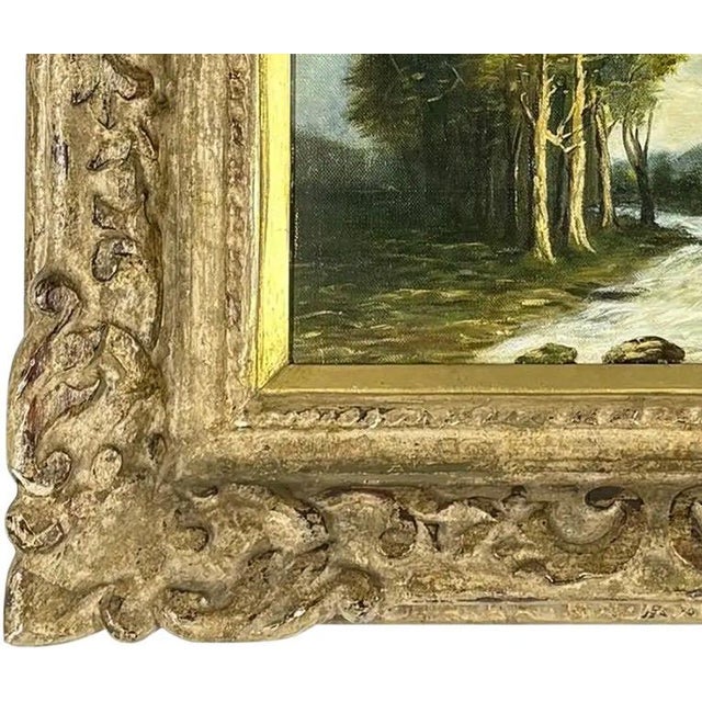 1955 Original River Landscape Oil on Canvas by Marg Le Bailly – Signed & Dated For Sale In Portland, OR - Image 6 of 11