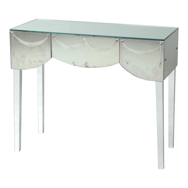 Vintage Mid-Century Modern Mirrored Vanity or Console Table For Sale