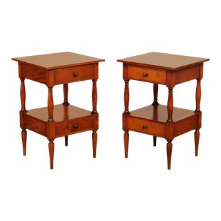 Early American Style Hand Crafted Maple Two-Tier Nightstands - A Pair For Sale
