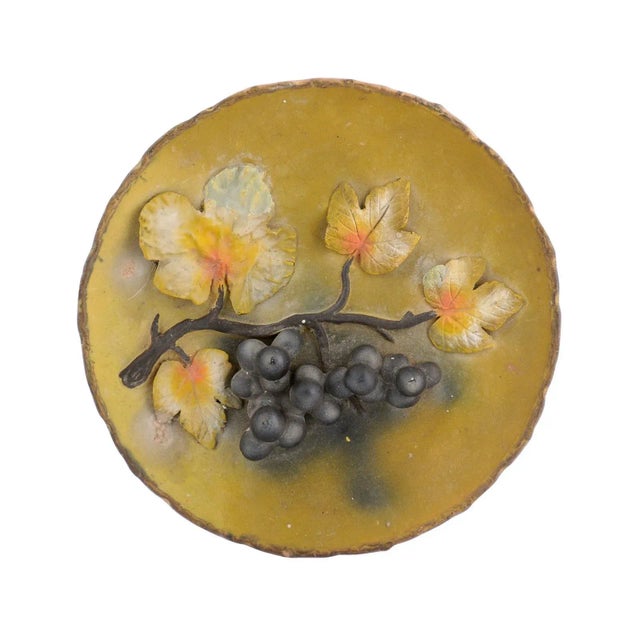 French 20th Century Wall Hanging Pottery Plate with Black Grapes Motifs For Sale - Image 11 of 11