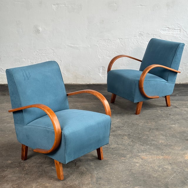 H-410 Lounge Chairs attributed to Jindrich Halabala for Up Závody, 1930s, Set of 2 For Sale - Image 9 of 11