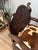 Early 20th Century Antique Renaissance Revival Carved Walnut Throne Chair, Cowhide Seat For Sale - Image 5 of 17