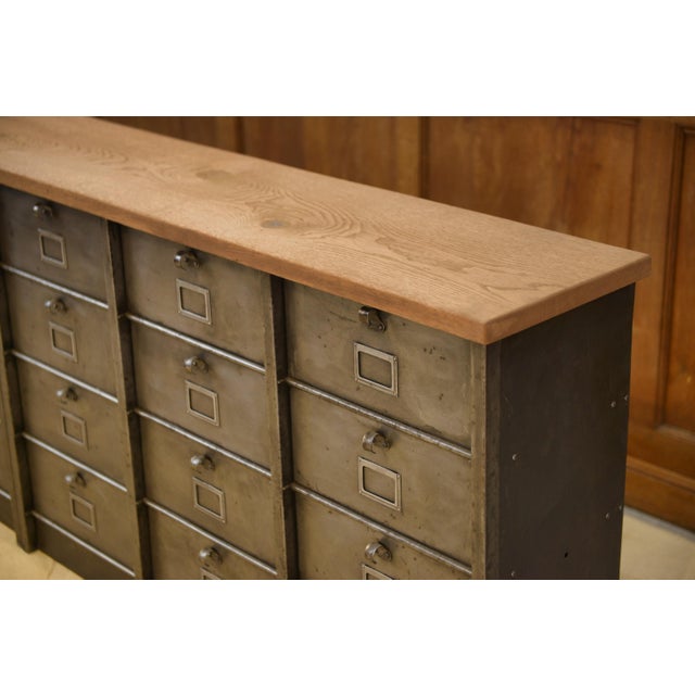 Six-Column Filing Cabinet with Oak Top by Strafor, 1950s For Sale - Image 9 of 16