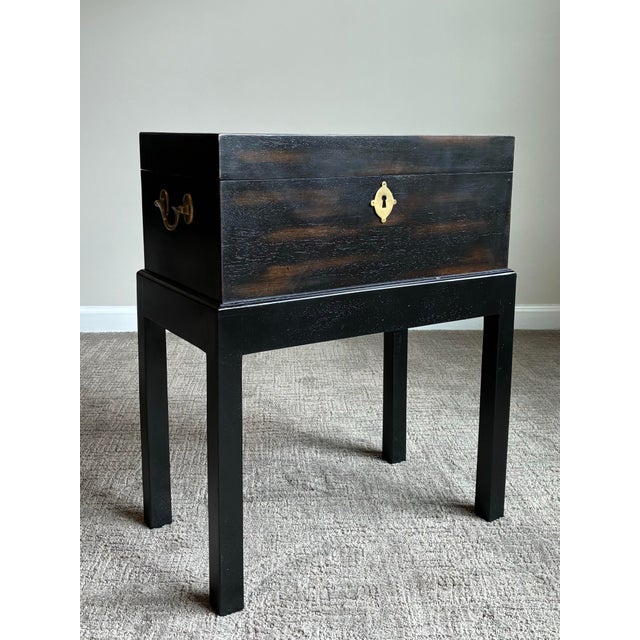 Late 20th Century Pair of John-Richard Ebonized Storage End Tables With Brass Hardware For Sale In Charlotte - Image 6 of 11