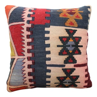 Turkish Kilim Decorative Pillow Cover - 16"x16" For Sale