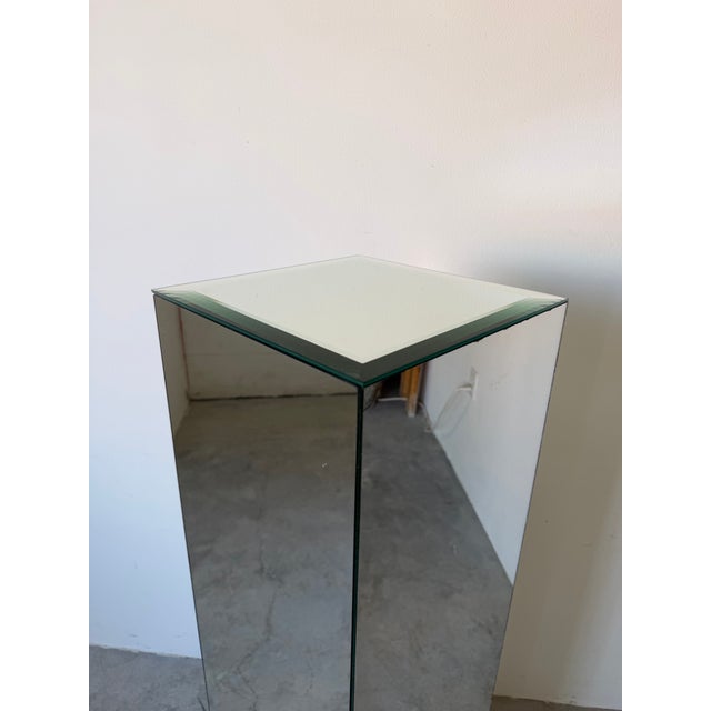 Mid-Century Modern 1970s Vintage Beveled Mirror Cube Pedestal For Sale - Image 3 of 12