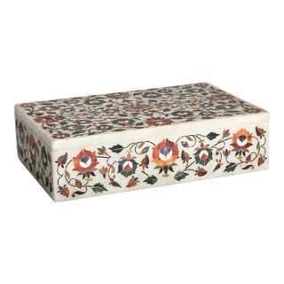 Vintage Italian Pietra Dura Marble Box For Sale