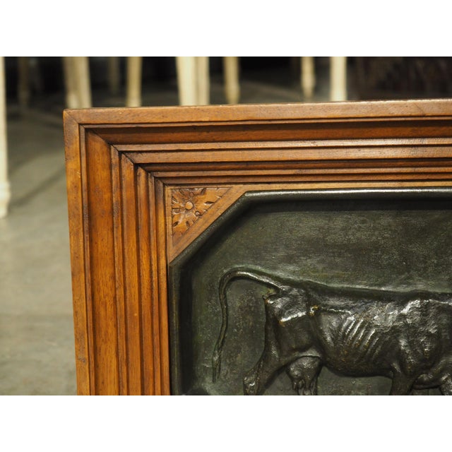 French Circa 1860 French Walnut and Bronze Bull Plaques, by Christopher Fratin For Sale - Image 3 of 18