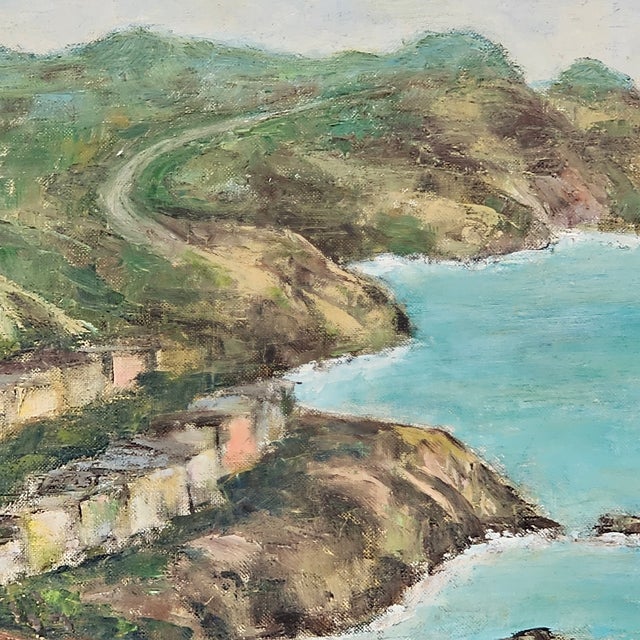 “White Water” presents a dynamic coastal vista rendered in oil on canvas by listed California artist Bob Pepper. The...