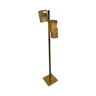 Koch & Lowy Omi Mid Century Brass 3 Light Floor Lamp For Sale
