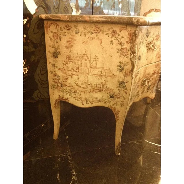 Wood Louis XV Genoese Painted Chest of Drawers For Sale - Image 7 of 12