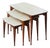 1960s Vintage Mid-Century Modern Nesting Tables – Set of 3 With Beige Tops & Tapered Maple/Beech Wood Legs For Sale