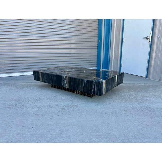 Studio Willy Rizzo 1970s Vintage Faux Marble Coffee Table by Willy Rizzo For Sale - Image 4 of 12