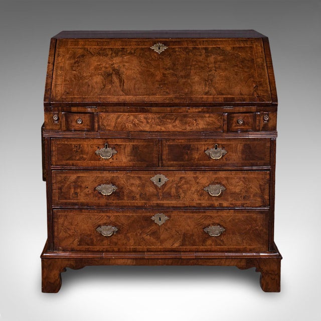 Antique Fall Front Bureau, English, Walnut, Writing Cabinet, Georgian, c.1750 For Sale - Image 4 of 12