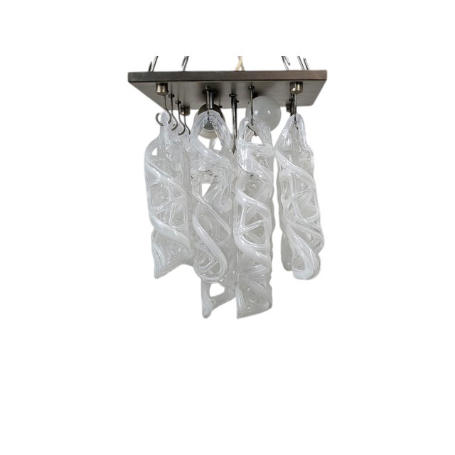 Silver Small Ceiling Light with Murano Glass Pendants, 1970s For Sale - Image 8 of 8