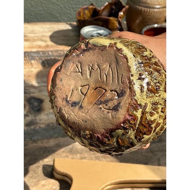 Gold Vintage Original Drip Glaze Vase For Sale - Image 8 of 12