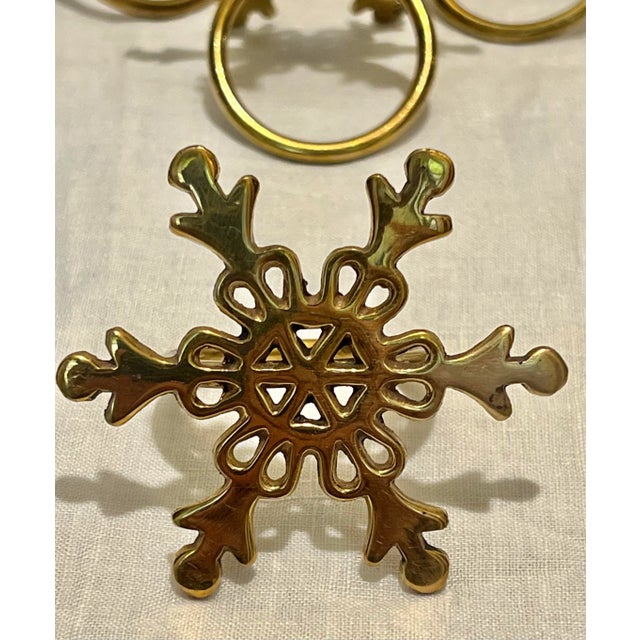 Figurative Vintage Holiday Brass Snowflake Napkin Rings - Set of 8 For Sale - Image 3 of 5