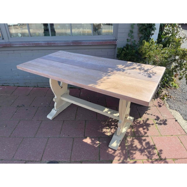 Antique English Solid Oak Kitchen Table 1900 For Sale - Image 13 of 15