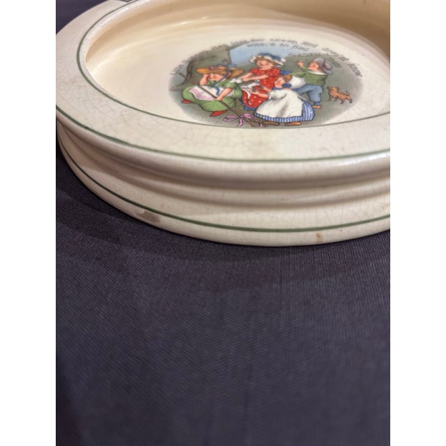 Early 20th Century Antique Roseville Pottery “Little Bo Peep” Baby’s Plate, C. 1895–1910 For Sale - Image 5 of 7