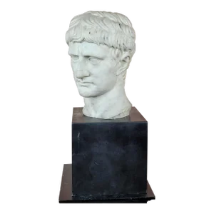 Antique Marble Head of a Roman Emperor With Stand