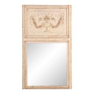 A French Neoclassical Style Painted Wood Trumeau Mirror, C. 1890. For Sale