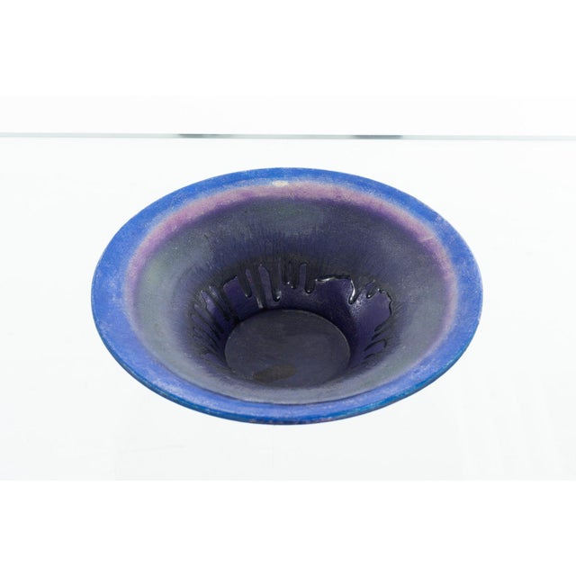 Raymor Fantoni for Raymor Deep Purple and Blue Ceramic Bowl 1955 For Sale - Image 4 of 5