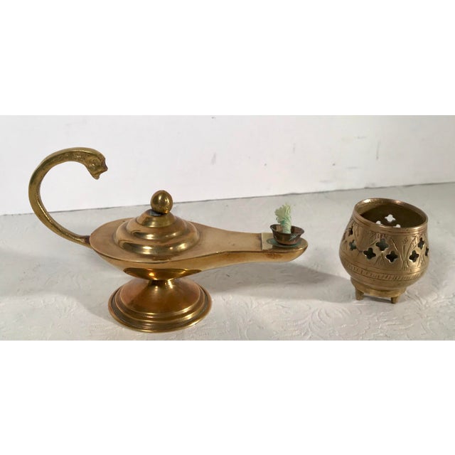 Vintage Mid-Century Modern Brass Genie Lamp and Incense ...