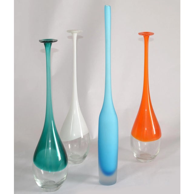 1980s Italian Cornflower Blue Scavo Glass Wheat Vase Vessel Mid-Century Modern For Sale - Image 13 of 14