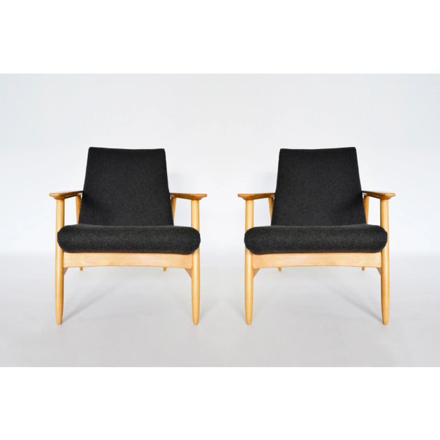 Set of Beech & Felt Armchairs by Valerija Ema Cukermaniene for Vilnius Furniture Factory, 1960s For Sale - Image 9 of 9