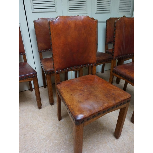 Antique Dutch Art Deco Leather Dining Chairs, 1920s, Set of 6 For Sale - Image 9 of 18