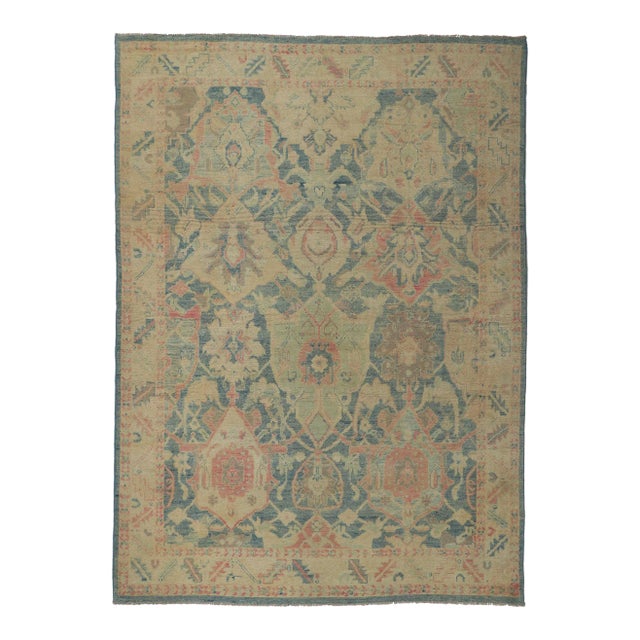 Vintage Pastel Colorful Oushak Rug - 9'00 X 12'06 For Sale