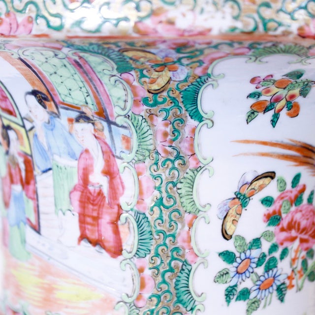 Rose Medallion Chinese Export Porcelain Ku Vase For Sale - Image 12 of 18