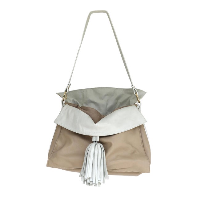 Late 20th Century Alberto di Canio Italy Tasseled Soft Lambskin Leather Handbag For Sale