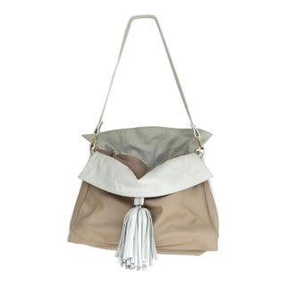 Late 20th Century Alberto Di Canio Italy Tasseled Soft Lambskin Luxury Leather Handbag For Sale