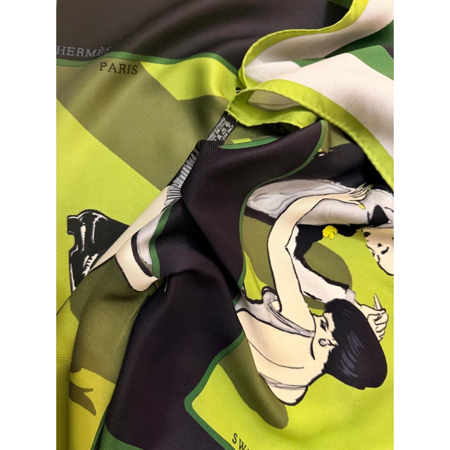 HERMÈS SWINGING saint-GERMAIN Silk Scarf designed by Jean Louis Clerc and Anamorphee 2007 For Sale - Image 9 of 10