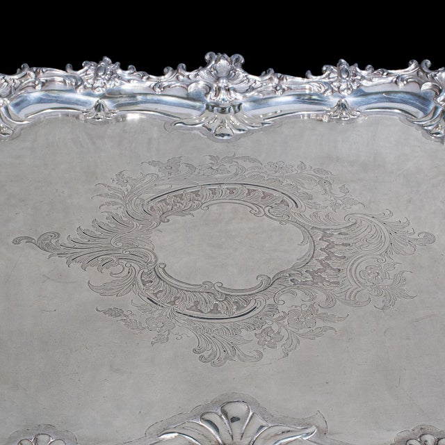 Metal Large Antique Presentation Tray, English, Silver Plate, Afternoon Tea, Victorian For Sale - Image 7 of 12